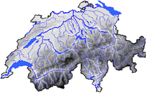 Figure 1 - Le réseau hydrologique suisse