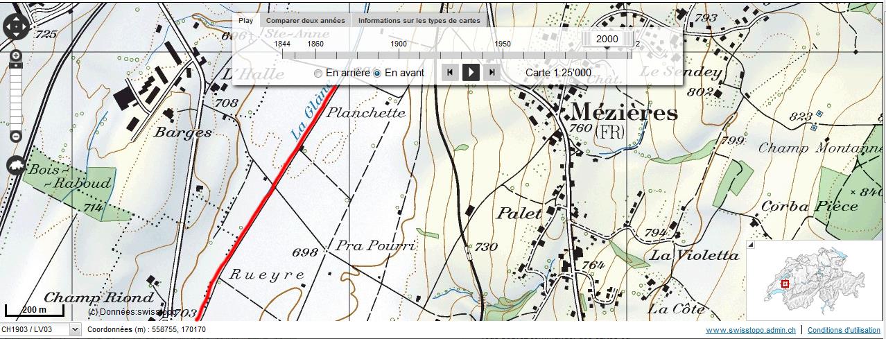 Figure 14 : Tronçon de la Glâne canalisé en 2000