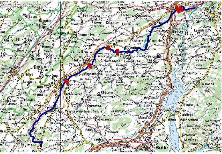 Figure 19 : Les obstacles à la migration sur la Glâne